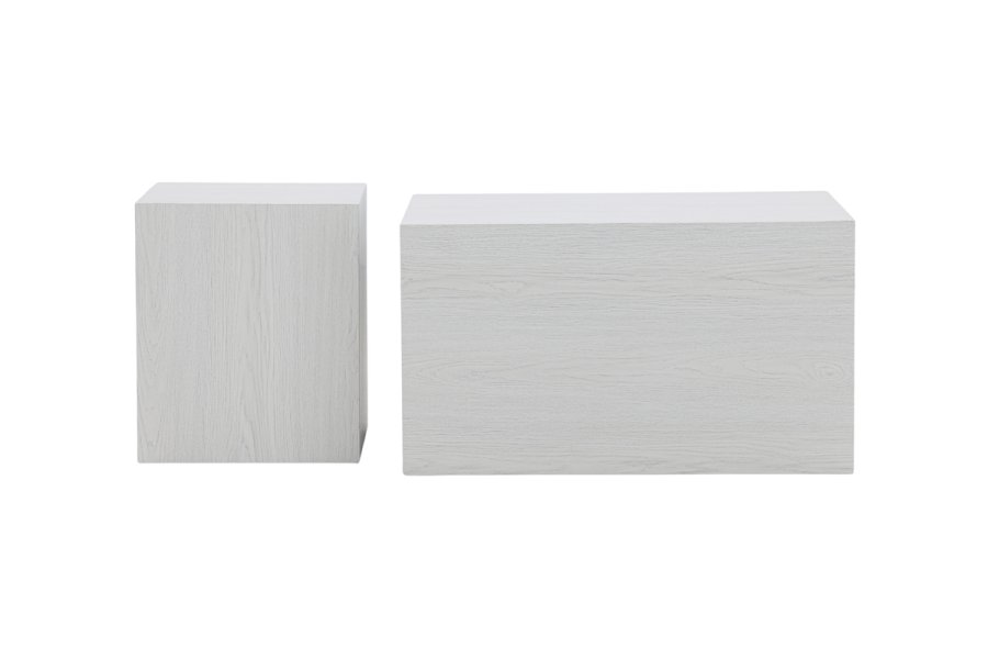 VENTURE DESIGN York sofabord - hvidvasket MDF med 3D-papir (st med 2)