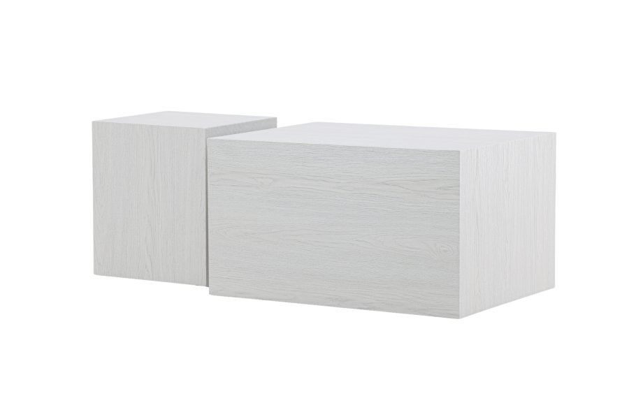 VENTURE DESIGN York sofabord - hvidvasket MDF med 3D-papir (st med 2)