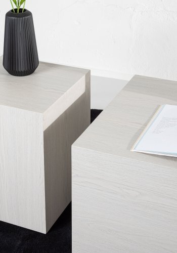 VENTURE DESIGN York sofabord - hvidvasket MDF med 3D-papir (st med 2)