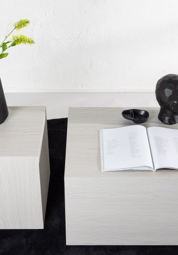 VENTURE DESIGN York sofabord - hvidvasket MDF med 3D-papir (st med 2)