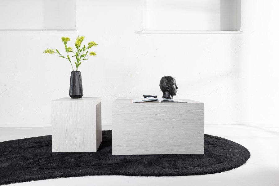 VENTURE DESIGN York sofabord - hvidvasket MDF med 3D-papir (st med 2)