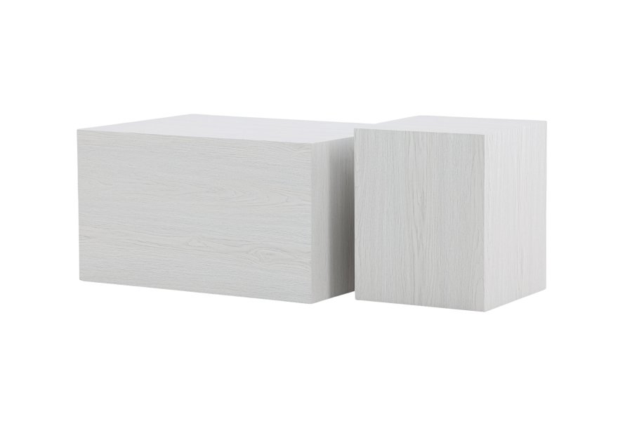 VENTURE DESIGN York sofabord - hvidvasket MDF med 3D-papir (st med 2)