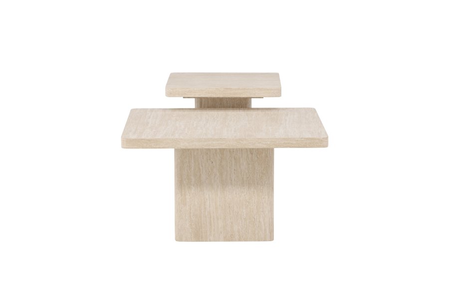 VENTURE HOME Qvart sofabord 80x80x46 cm + 50x50x56 cm - Travertinlook