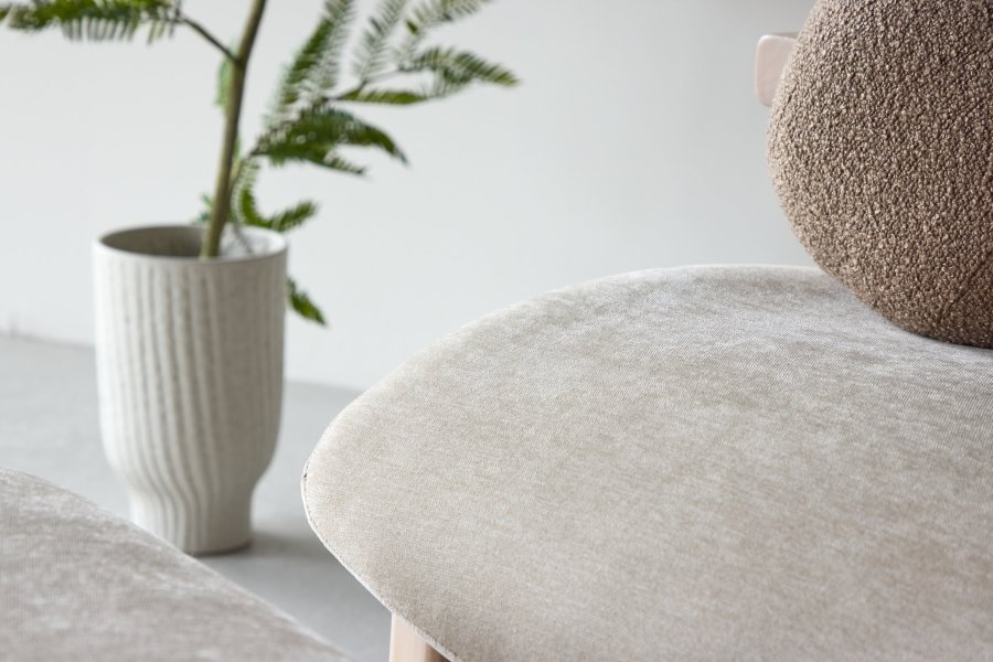 VENTURE HOME Rile Lnestol + Fodskammel - Hvidvasket/Beige