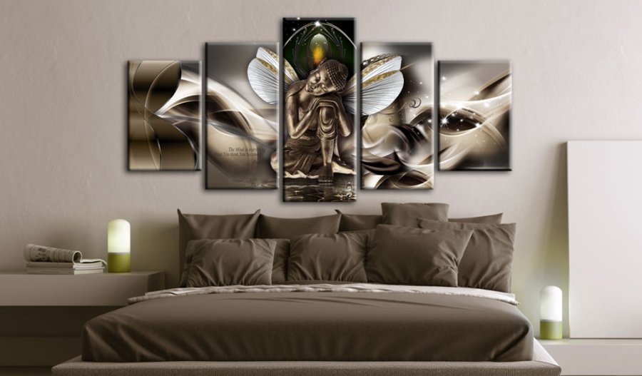 ARTGEIST billede trykt p lrred - Winged Buddha, 5-delt - Flere strrelser