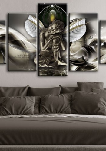ARTGEIST billede trykt p lrred - Mystic Buddha, 5-delt - Flere strrelser