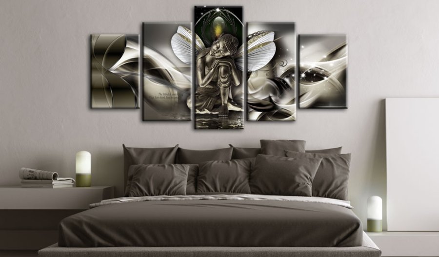 ARTGEIST billede trykt p lrred - Mystic Buddha, 5-delt - Flere strrelser