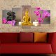 ARTGEIST billede trykt p lrred - Golden Buddha and orchids, 5-delt - Flere strrelser