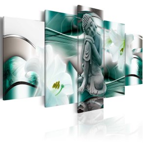 ARTGEIST billede trykt p lrred - Buddha and lilies, 5-delt - Flere strrelser