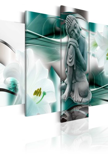 ARTGEIST billede trykt p lrred - Buddha and lilies, 5-delt - Flere strrelser
