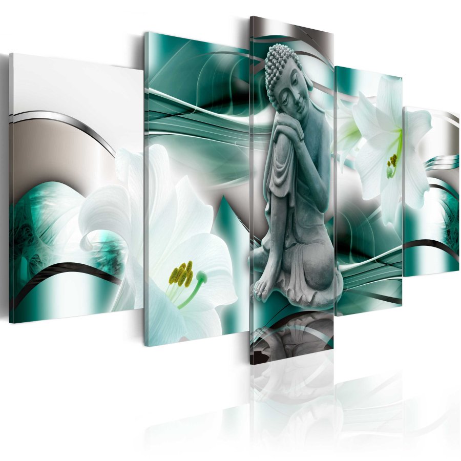 ARTGEIST billede trykt p lrred - Buddha and lilies, 5-delt - Flere strrelser