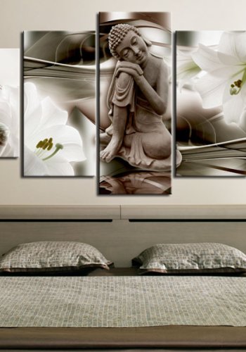 ARTGEIST billede trykt p lrred - Pensive Buddha, 5-delt - Flere strrelser