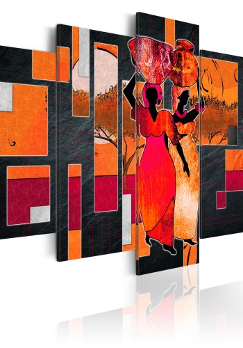 ARTGEIST billede trykt p lrred - Women Carrying Water, 5-delt - Flere strrelser