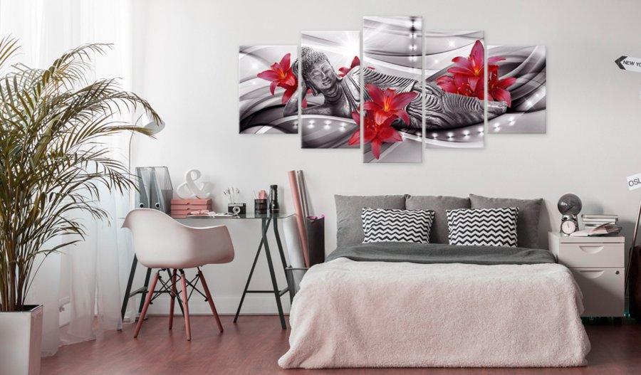 ARTGEIST billede trykt p lrred - Relaxing Buddha, 5-delt - Flere strrelser 