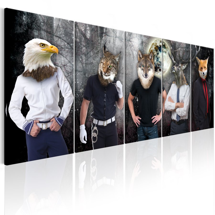 ARTGEIST billede trykt p lrred - Animal Faces, 5-delt - Flere strrelser