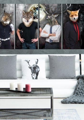 ARTGEIST billede trykt p lrred - Animal Faces, 5-delt - Flere strrelser