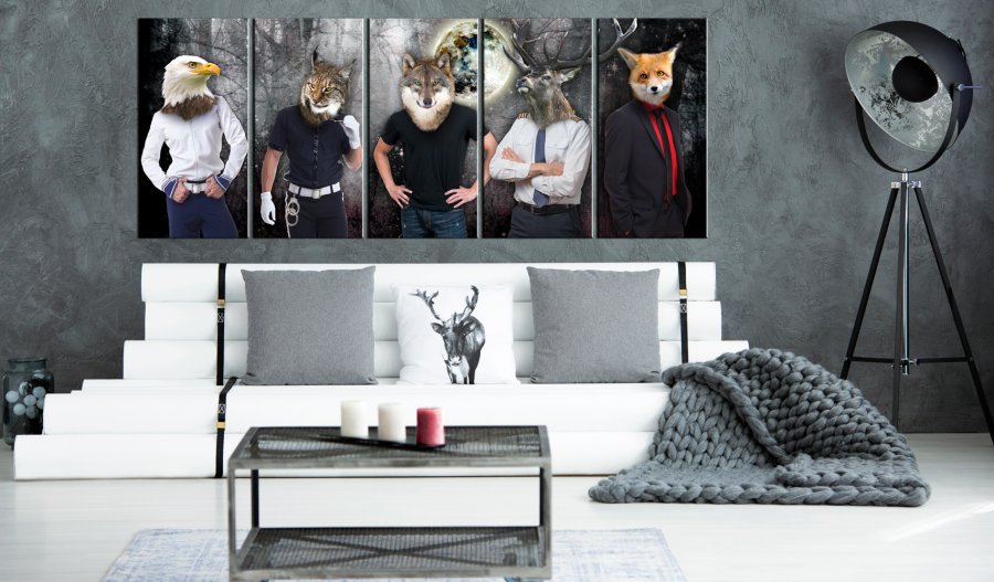 ARTGEIST billede trykt p lrred - Animal Faces, 5-delt - Flere strrelser