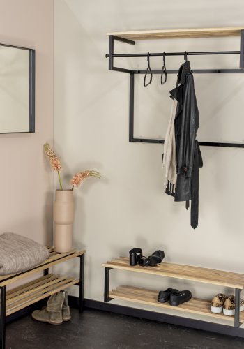 SPINDER DESIGN Rizzoli/Marco XL skohylde, m. 2 hylder - natur eg og sort stl (B:100)