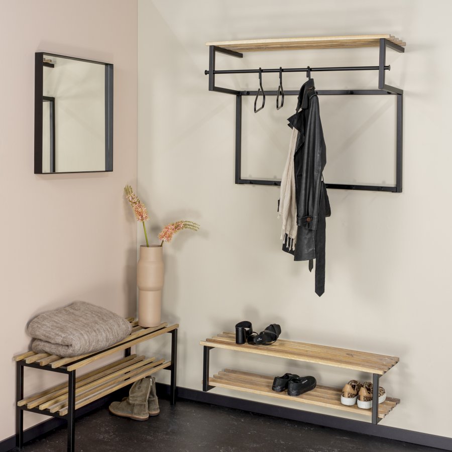 SPINDER DESIGN Rizzoli/Marco XL skohylde, m. 2 hylder - natur eg og sort stl (B:100)