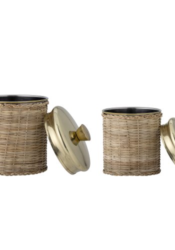 BLOOMINGVILLE Abas krukke, m. lg - rattan og messing rustfrit stl (st af 2)