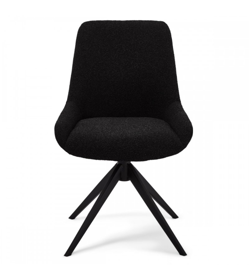 Helena spisebordsstol, m. drejefunktion - sort polyester stof og sort metal