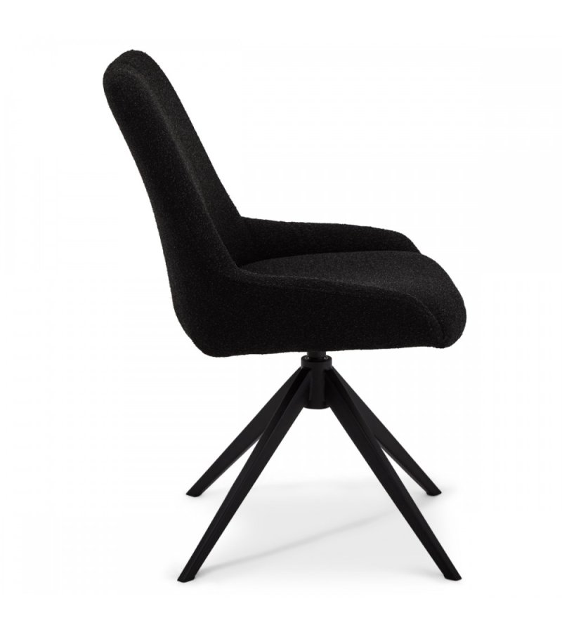 Helena spisebordsstol, m. drejefunktion - sort polyester stof og sort metal