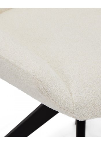 Helena spisebordsstol, m. drejefunktion - hvid polyester stof og sort metal