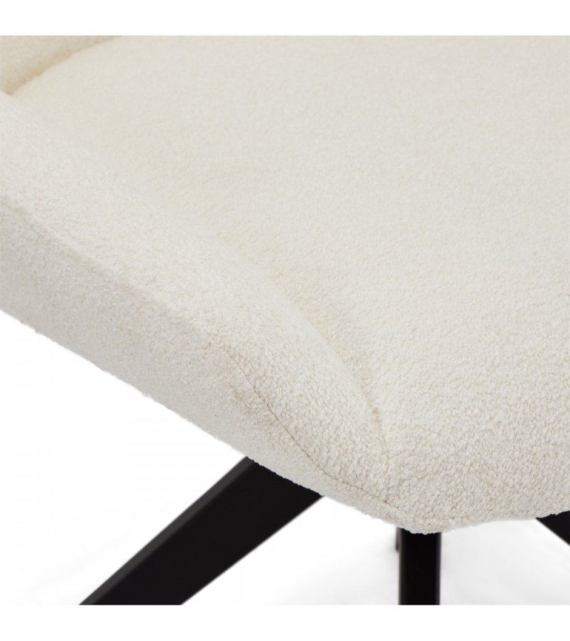 Helena spisebordsstol, m. drejefunktion - hvid polyester stof og sort metal