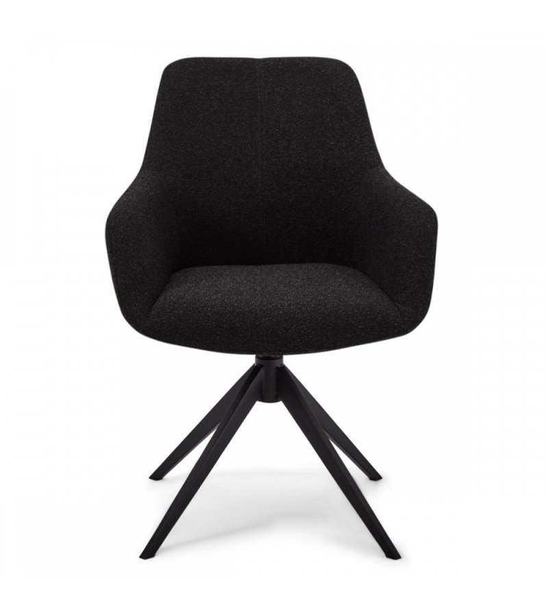 Helena spisebordsstol, m. armln og drejefunktion - sort polyester stof og sort metal