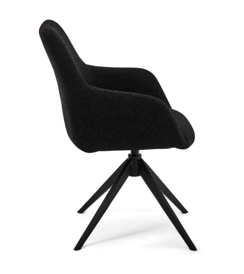 Helena spisebordsstol, m. armln og drejefunktion - sort polyester stof og sort metal