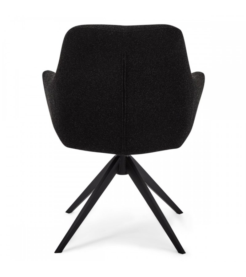 Helena spisebordsstol, m. armln og drejefunktion - sort polyester stof og sort metal