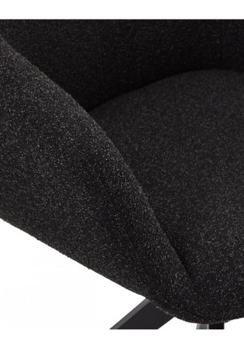 Helena spisebordsstol, m. armln og drejefunktion - sort polyester stof og sort metal