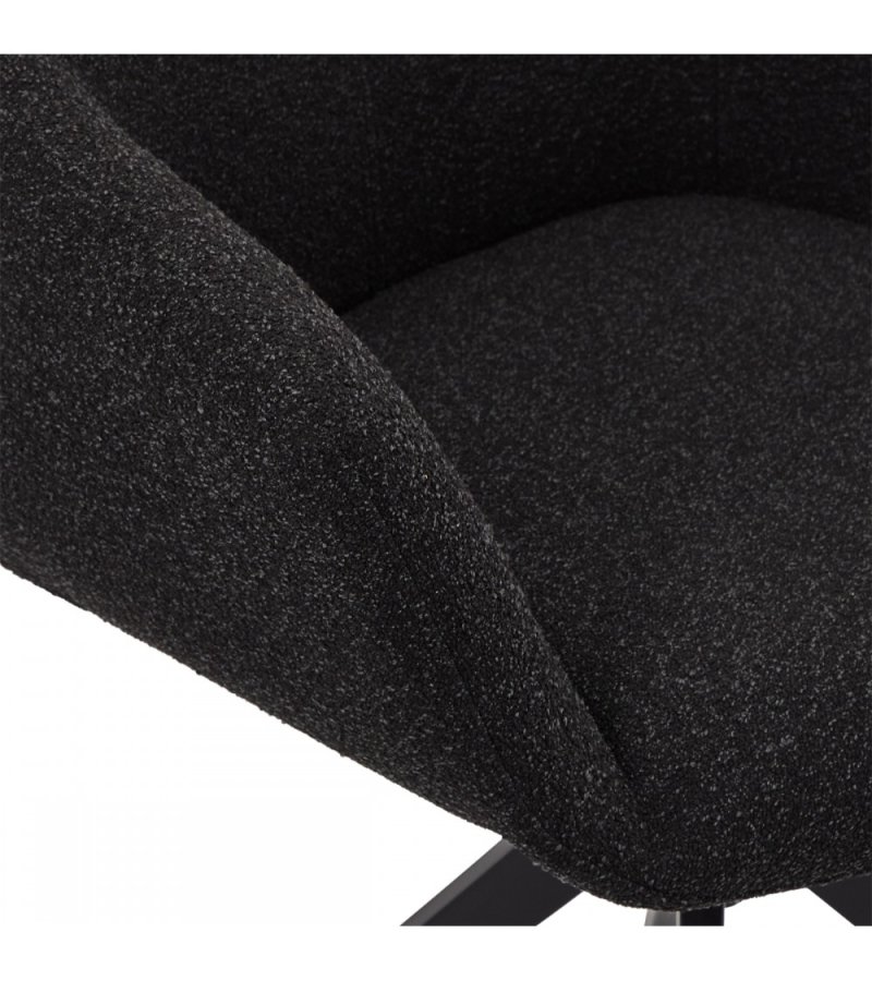 Helena spisebordsstol, m. armln og drejefunktion - sort polyester stof og sort metal