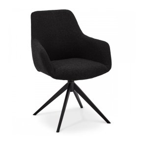 Helena spisebordsstol, m. armln og drejefunktion - sort polyester stof og sort metal