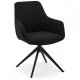 Helena spisebordsstol, m. armln og drejefunktion - sort polyester stof og sort metal