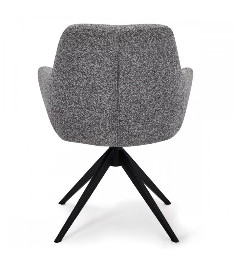 Helena spisebordsstol, m. armln og drejefunktion - gr polyester stof og sort metal