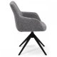 Helena spisebordsstol, m. armln og drejefunktion - gr polyester stof og sort metal