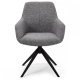 Helena spisebordsstol, m. armln og drejefunktion - gr polyester stof og sort metal