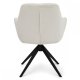 Helena spisebordsstol, m. armln og drejefunktion - hvid polyester stof og sort metal