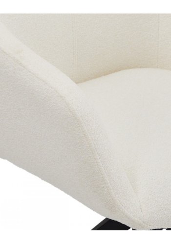 Helena spisebordsstol, m. armln og drejefunktion - hvid polyester stof og sort metal