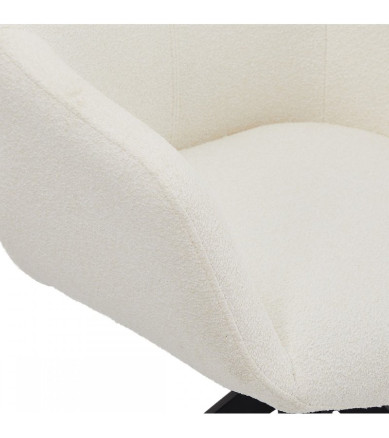 Helena spisebordsstol, m. armln og drejefunktion - hvid polyester stof og sort metal