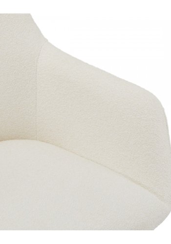 Helena spisebordsstol, m. armln og drejefunktion - hvid polyester stof og sort metal