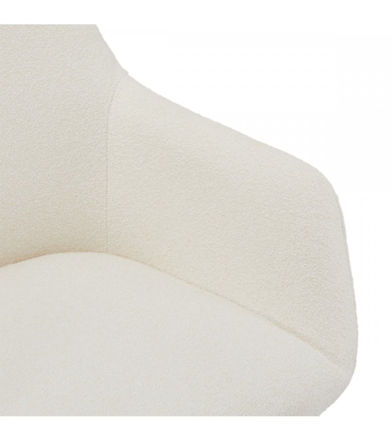 Helena spisebordsstol, m. armln og drejefunktion - hvid polyester stof og sort metal