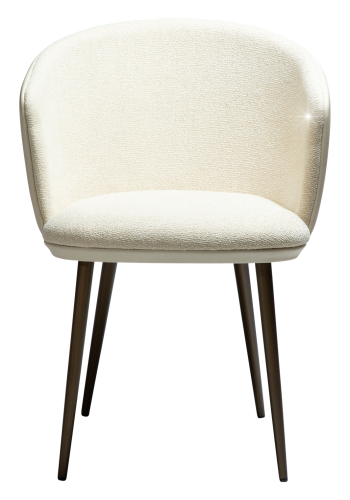 DANFORM Hey lnestol, m. armln - matteret mandel boucléstof m. glimmer, kunstlder, messing stl