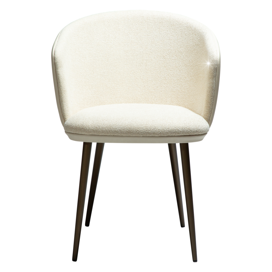 DANFORM Hey lnestol, m. armln - matteret mandel boucléstof m. glimmer, kunstlder, messing stl