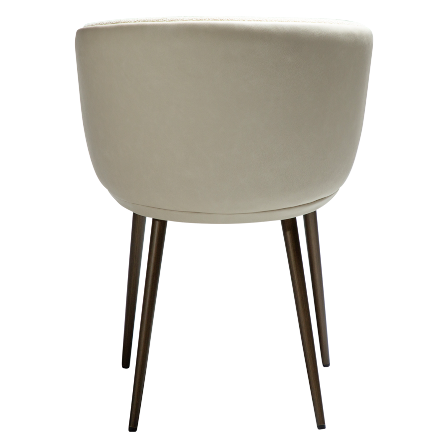 DANFORM Hey lnestol, m. armln - matteret mandel boucléstof m. glimmer, kunstlder, messing stl