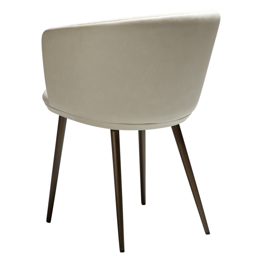 DANFORM Hey lnestol, m. armln - matteret mandel boucléstof m. glimmer, kunstlder, messing stl