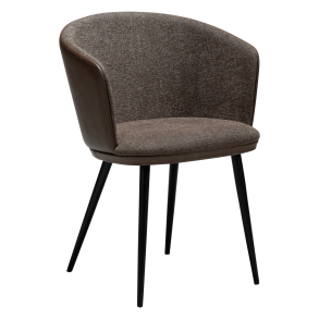 DANFORM Hey lnestol, m. armln - Major brun boucléstof/kunstlder og sort stl