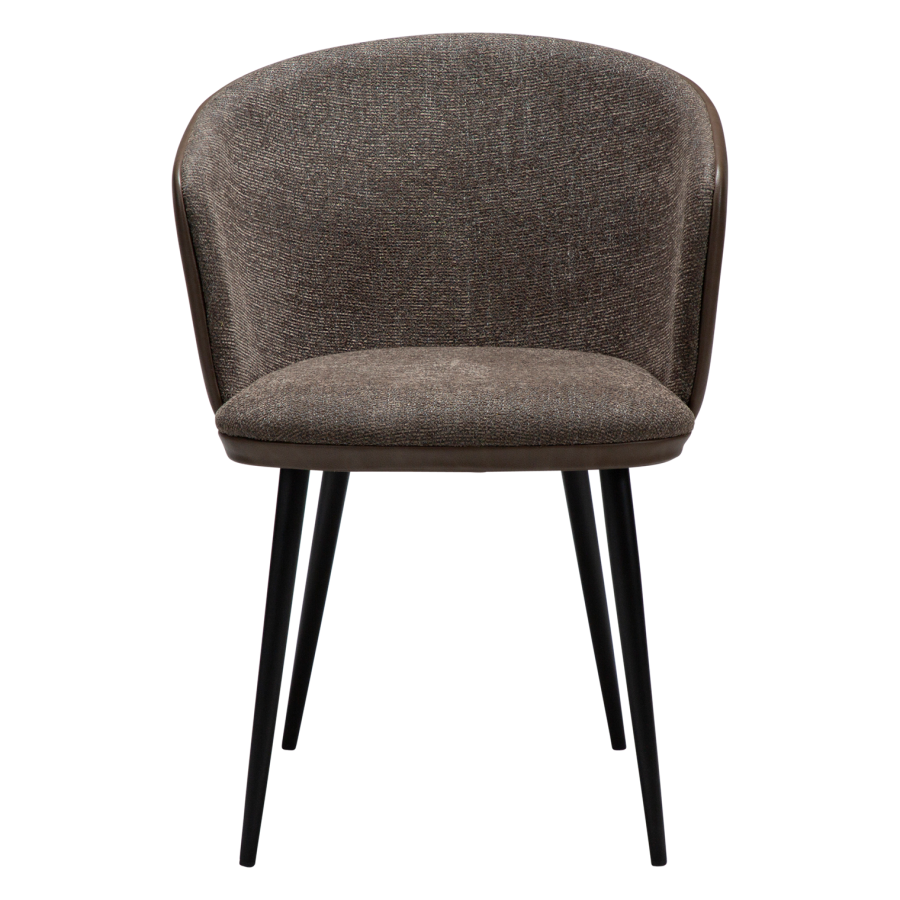 DANFORM Hey lnestol, m. armln - Major brun boucléstof/kunstlder og sort stl