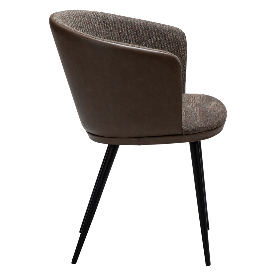 DANFORM Hey lnestol, m. armln - Major brun boucléstof/kunstlder og sort stl